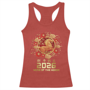 Chinese New Year 2026 Year of The Horse Racerback Tank Top Golden Zodiac Horse TS11 Red Print Your Wear