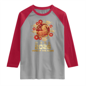 Chinese New Year 2026 Year of The Horse Raglan Shirt Golden Zodiac Horse TS11 Sport Gray Red Print Your Wear