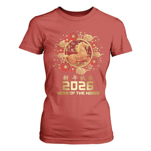 Chinese New Year 2026 Year of The Horse T Shirt For Women Golden Zodiac Horse TS11 Red Print Your Wear