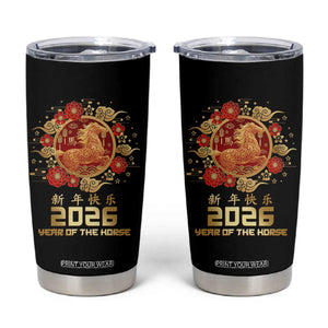 Chinese New Year 2026 Year of The Horse Tumbler Cup Golden Zodiac Horse TS11 Black Print Your Wear