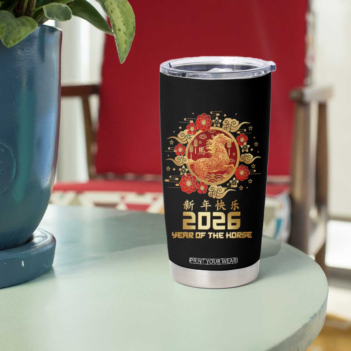 Chinese New Year 2026 Year of The Horse Tumbler Cup Golden Zodiac Horse TS11 Print Your Wear