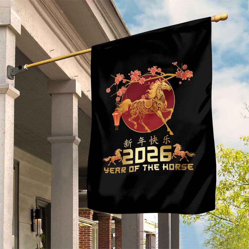 Chinese New Year 2026 Year of The Horse Garden Flag Cherry Blossom TS11 Print Your Wear