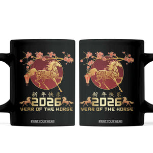 Chinese New Year 2026 Year of The Horse Coffee Mug Cherry Blossom TS11 Black Print Your Wear