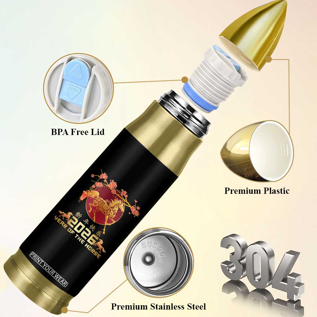 Chinese New Year 2026 Year of The Horse Bullet Tumbler Cherry Blossom TS11 Print Your Wear