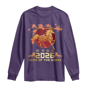 Chinese New Year 2026 Year of The Horse Long Sleeve Shirt Cherry Blossom TS11 Purple Print Your Wear