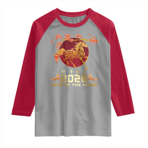 Chinese New Year 2026 Year of The Horse Raglan Shirt Cherry Blossom TS11 Sport Gray Red Print Your Wear