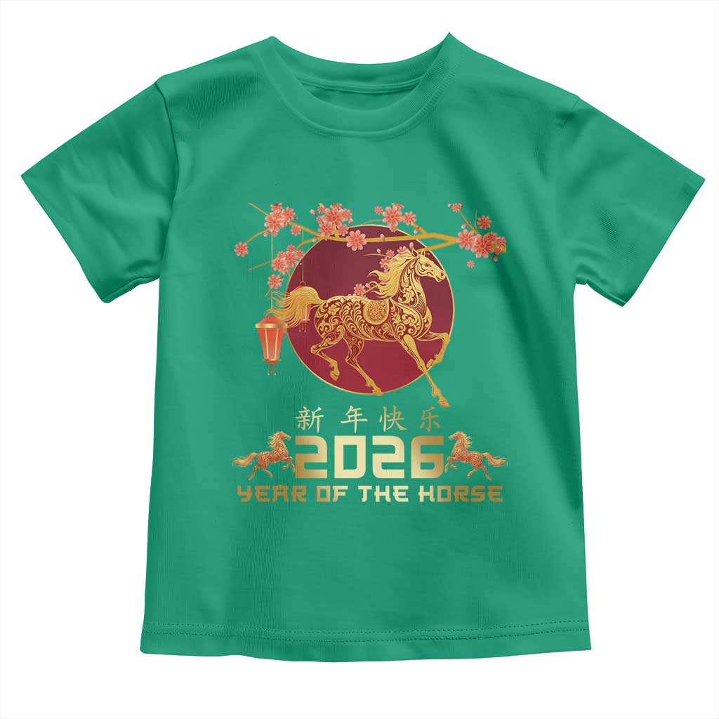 Chinese New Year 2026 Year of The Horse Toddler T Shirt Cherry Blossom TS11 Irish Green Print Your Wear