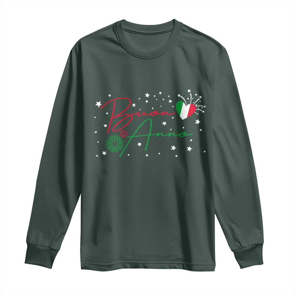 Funny Buon Anno Itlalian New Year Long Sleeve Shirt TS11 Dark Forest Green Print Your Wear