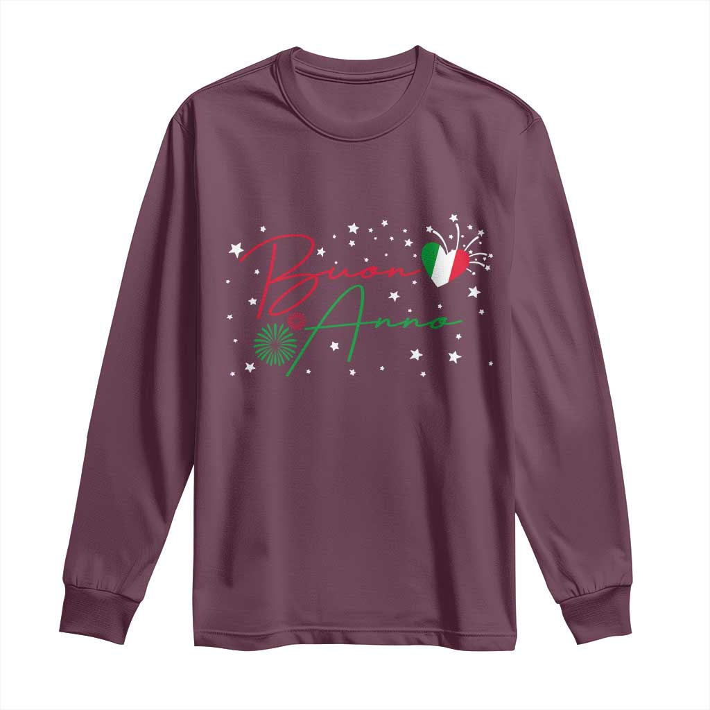 Funny Buon Anno Itlalian New Year Long Sleeve Shirt TS11 Maroon Print Your Wear