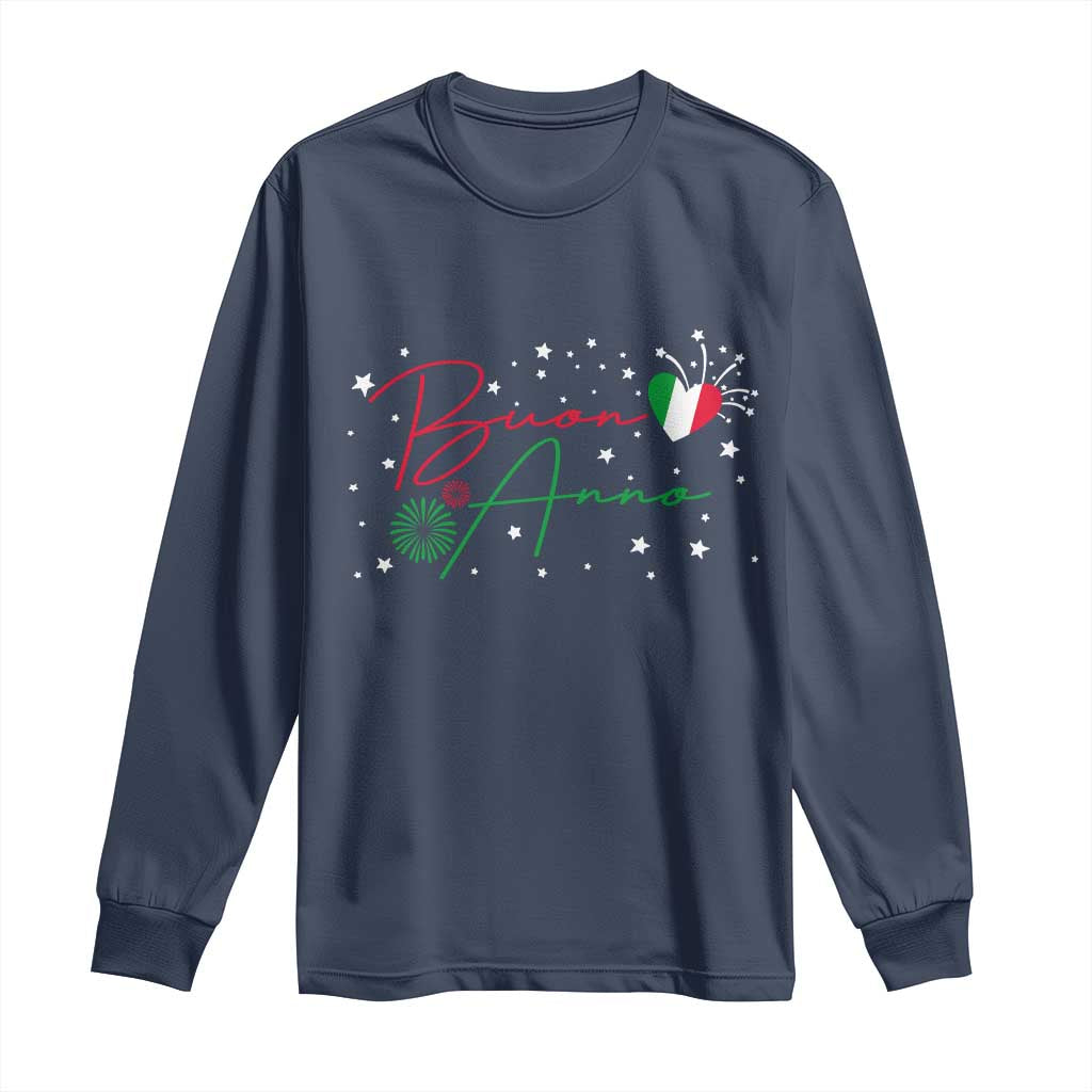 Funny Buon Anno Itlalian New Year Long Sleeve Shirt TS11 Navy Print Your Wear