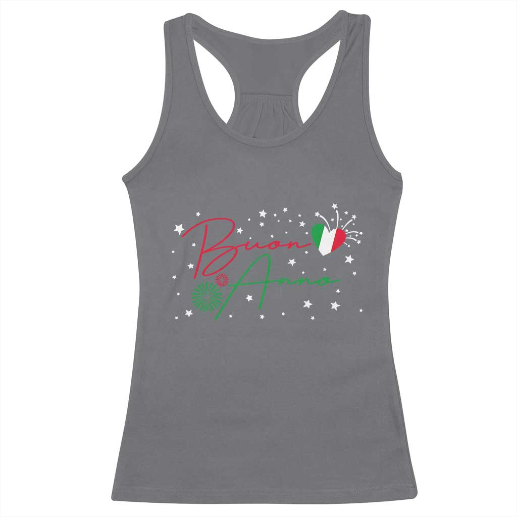 Funny Buon Anno Itlalian New Year Racerback Tank Top TS11 Charcoal Print Your Wear