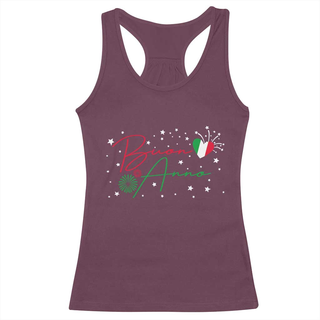 Funny Buon Anno Itlalian New Year Racerback Tank Top TS11 Maroon Print Your Wear