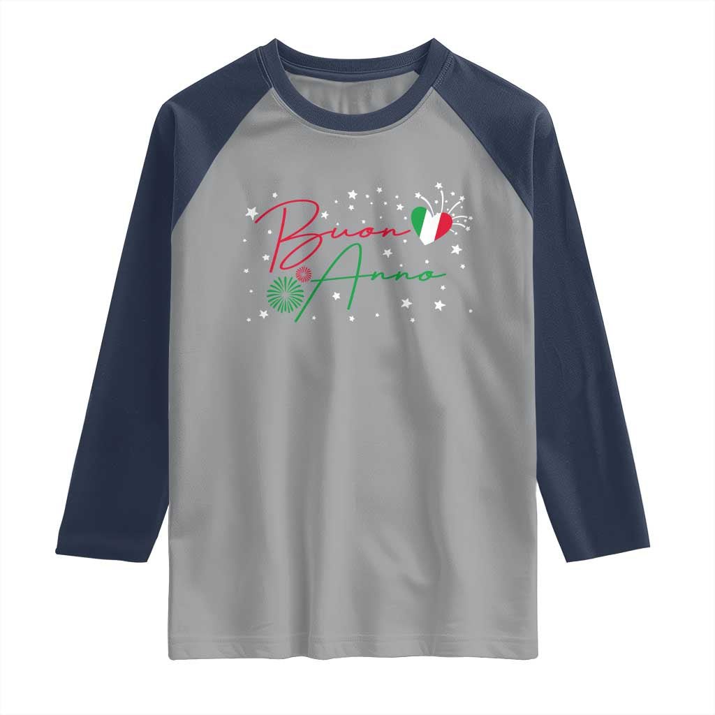 Funny Buon Anno Itlalian New Year Raglan Shirt TS11 Sport Gray Navy Print Your Wear