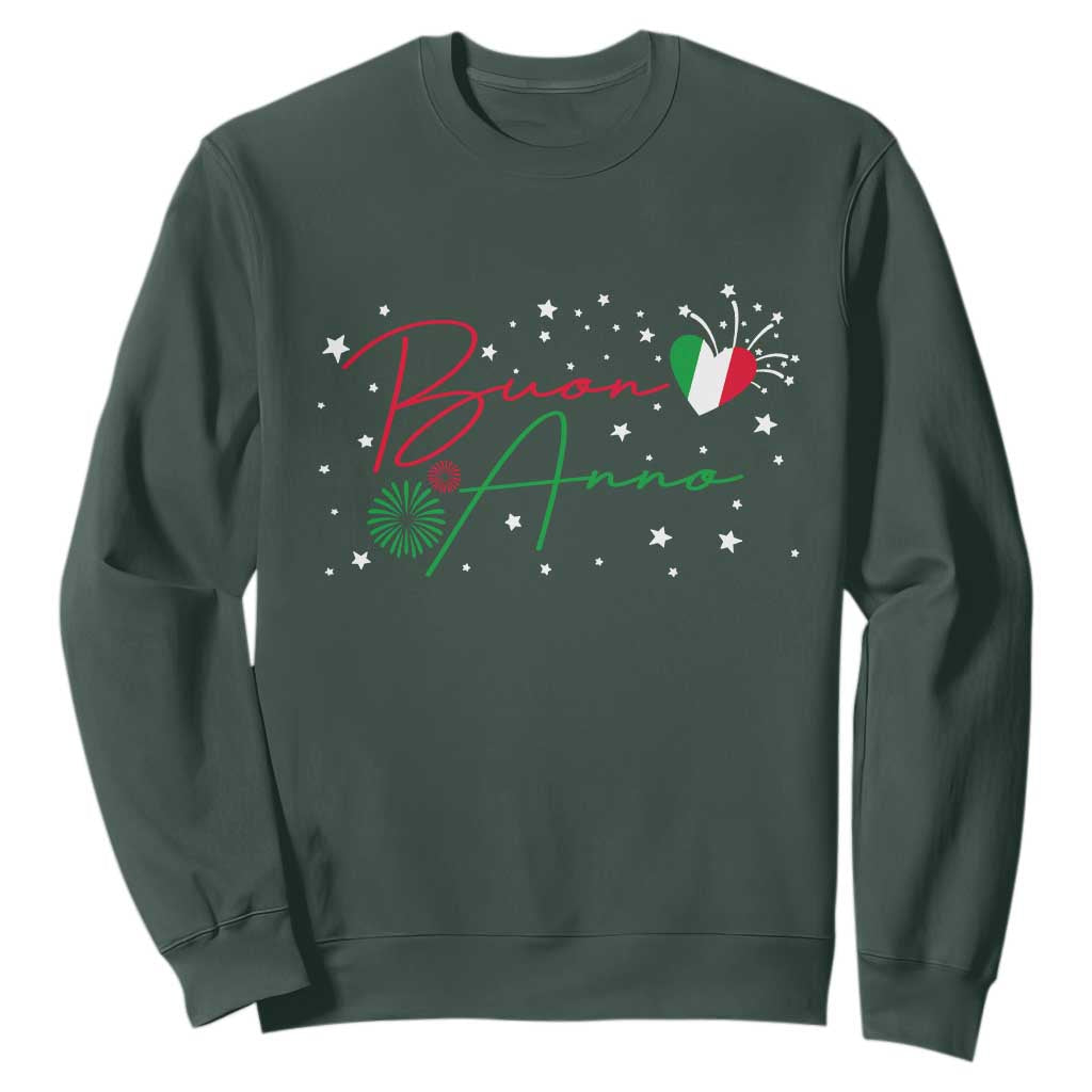 Funny Buon Anno Itlalian New Year Sweatshirt TS11 Dark Forest Green Print Your Wear
