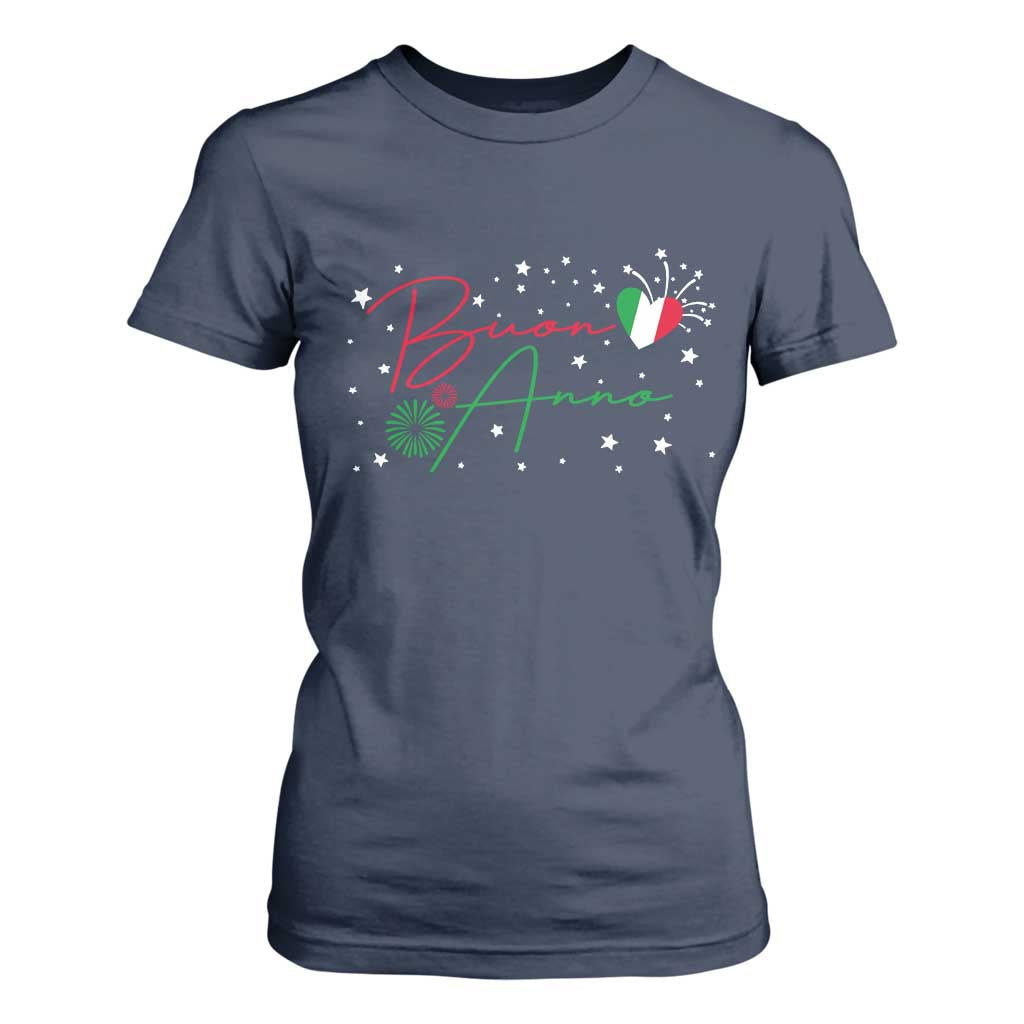 Funny Buon Anno Itlalian New Year T Shirt For Women TS11 Navy Print Your Wear
