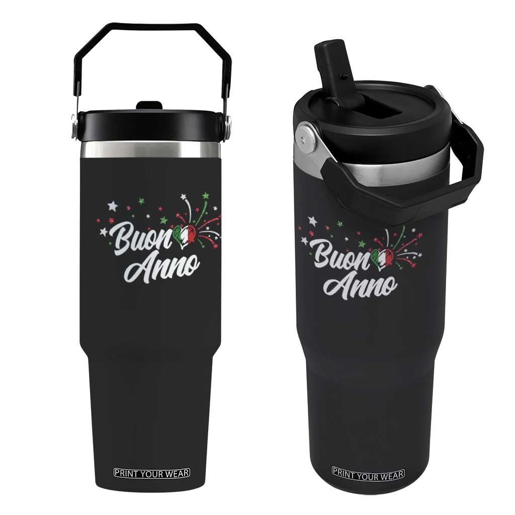 Funny Buon Anno Itlalian New Year Flip Straw Tumbler Italy Heart TS11 One Size: 30 oz Black Print Your Wear
