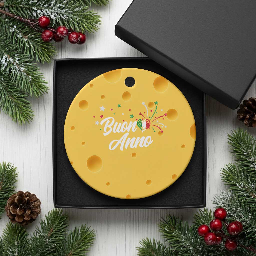 Funny Buon Anno Itlalian New Year Ceramic Ornament Italy Heart TS11 1pc Yellow Cheese Print Your Wear