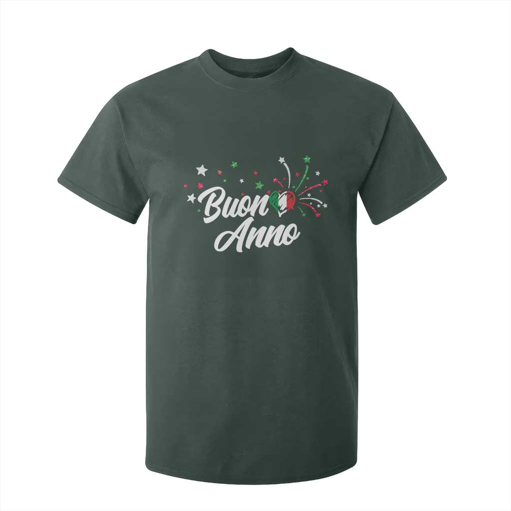 Funny Buon Anno Itlalian New Year T Shirt For Kid Italy Heart TS11 Dark Forest Green Print Your Wear