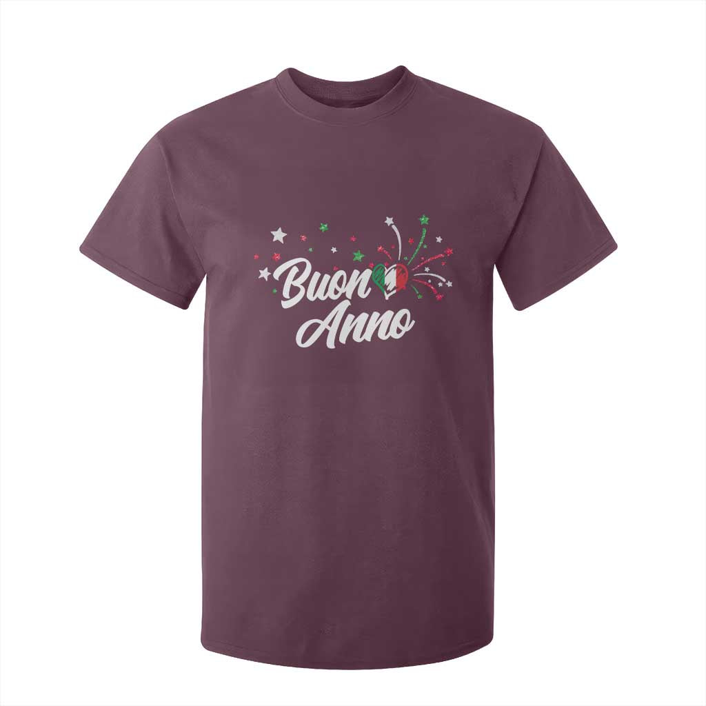 Funny Buon Anno Itlalian New Year T Shirt For Kid Italy Heart TS11 Maroon Print Your Wear