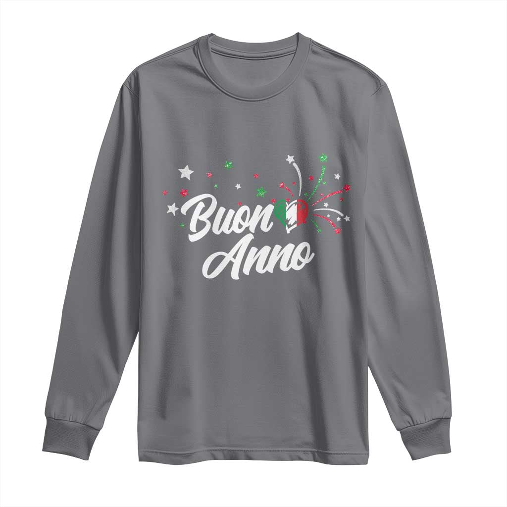Funny Buon Anno Itlalian New Year Long Sleeve Shirt Italy Heart TS11 Charcoal Print Your Wear