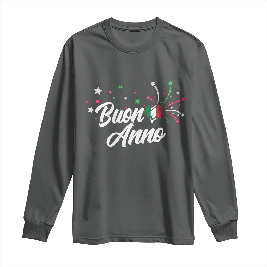 Funny Buon Anno Itlalian New Year Long Sleeve Shirt Italy Heart TS11 Dark Heather Print Your Wear