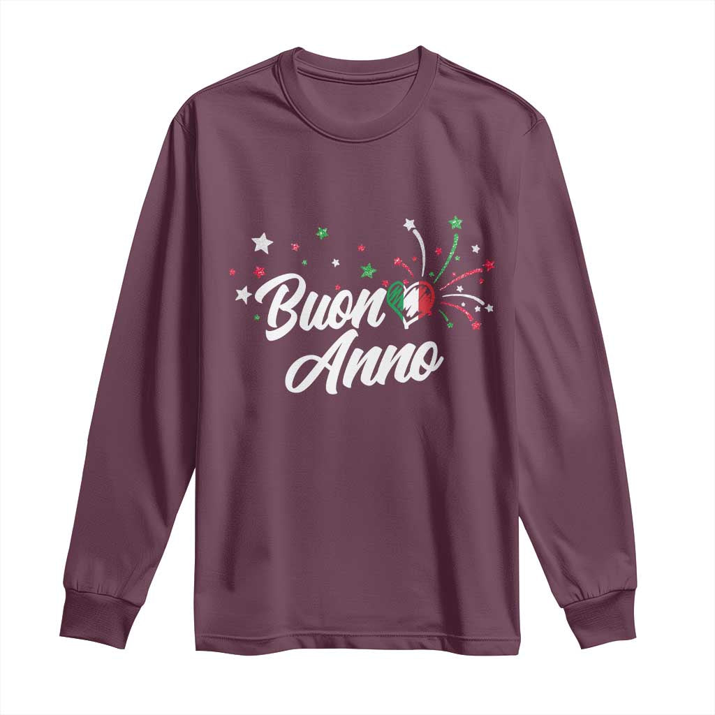 Funny Buon Anno Itlalian New Year Long Sleeve Shirt Italy Heart TS11 Maroon Print Your Wear