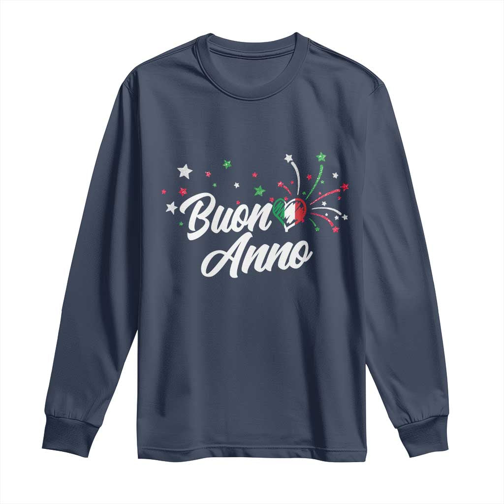 Funny Buon Anno Itlalian New Year Long Sleeve Shirt Italy Heart TS11 Navy Print Your Wear