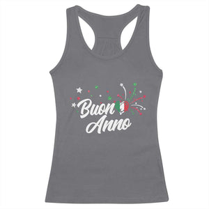 Funny Buon Anno Itlalian New Year Racerback Tank Top Italy Heart TS11 Charcoal Print Your Wear