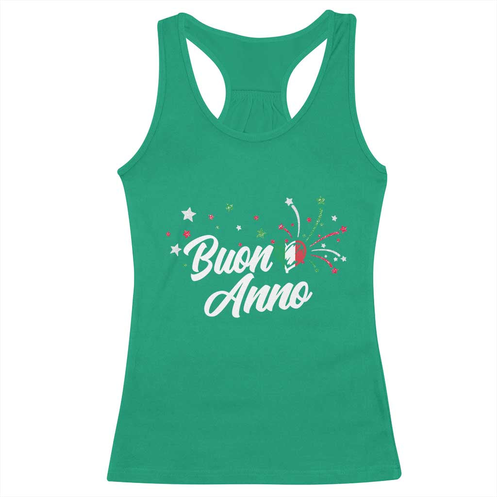 Funny Buon Anno Itlalian New Year Racerback Tank Top Italy Heart TS11 Irish Green Print Your Wear
