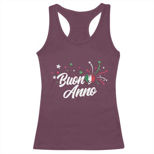Funny Buon Anno Itlalian New Year Racerback Tank Top Italy Heart TS11 Maroon Print Your Wear