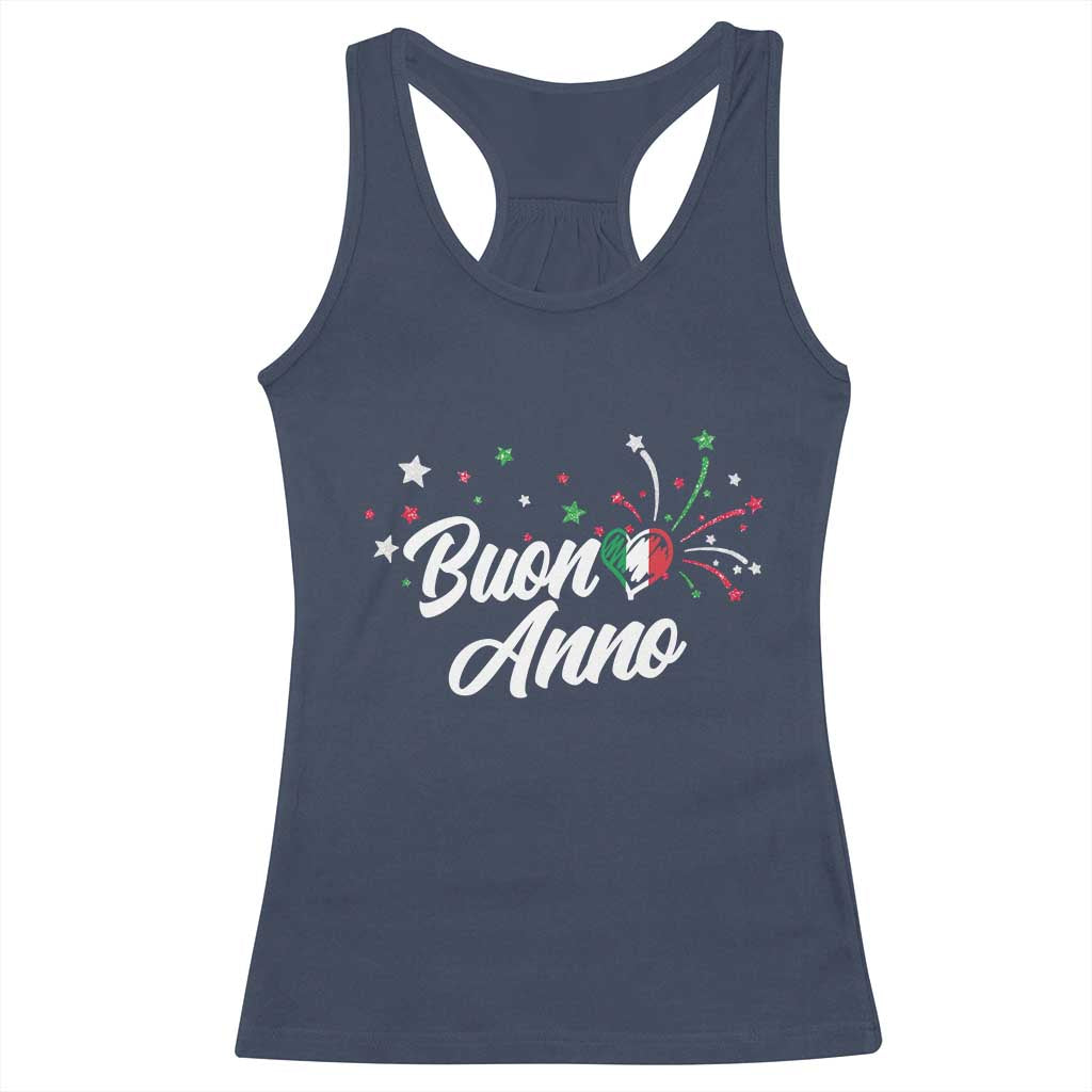 Funny Buon Anno Itlalian New Year Racerback Tank Top Italy Heart TS11 Navy Print Your Wear