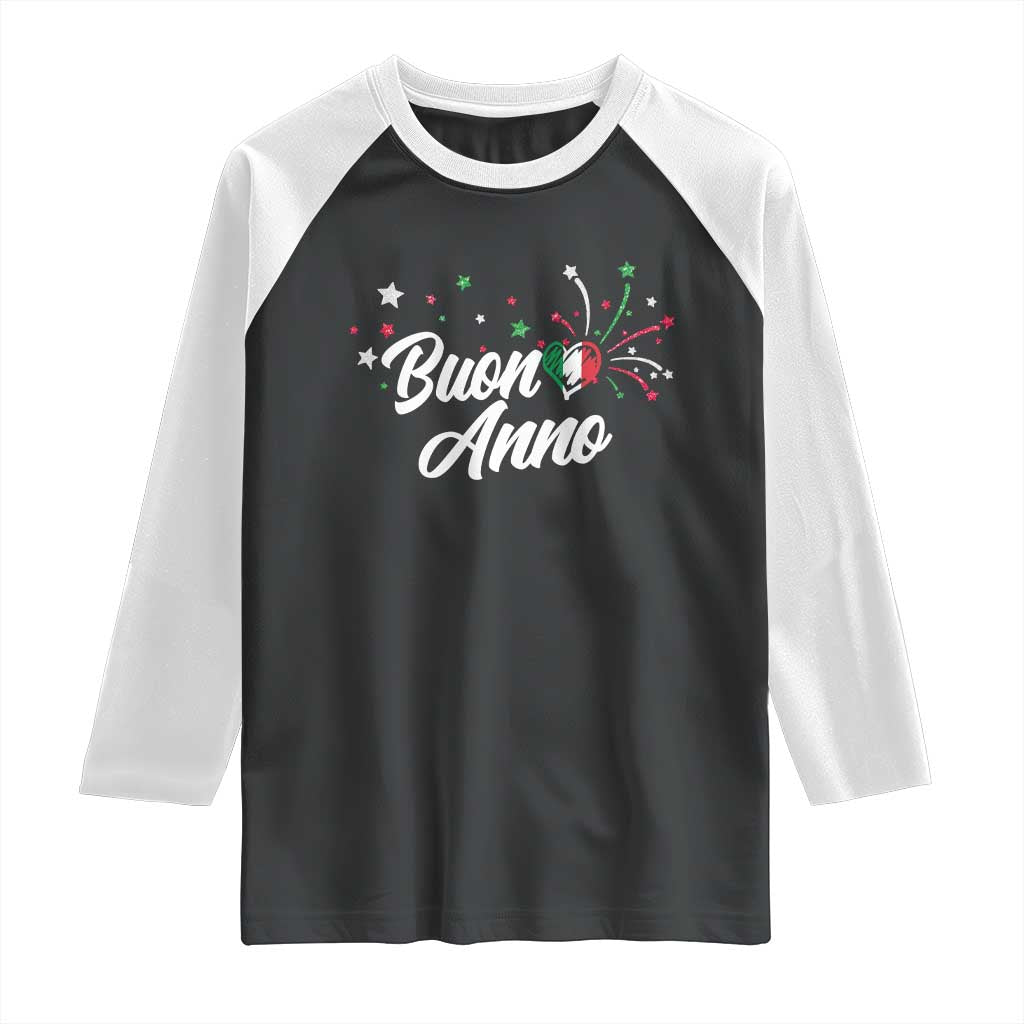 Funny Buon Anno Itlalian New Year Raglan Shirt Italy Heart TS11 Black White Print Your Wear