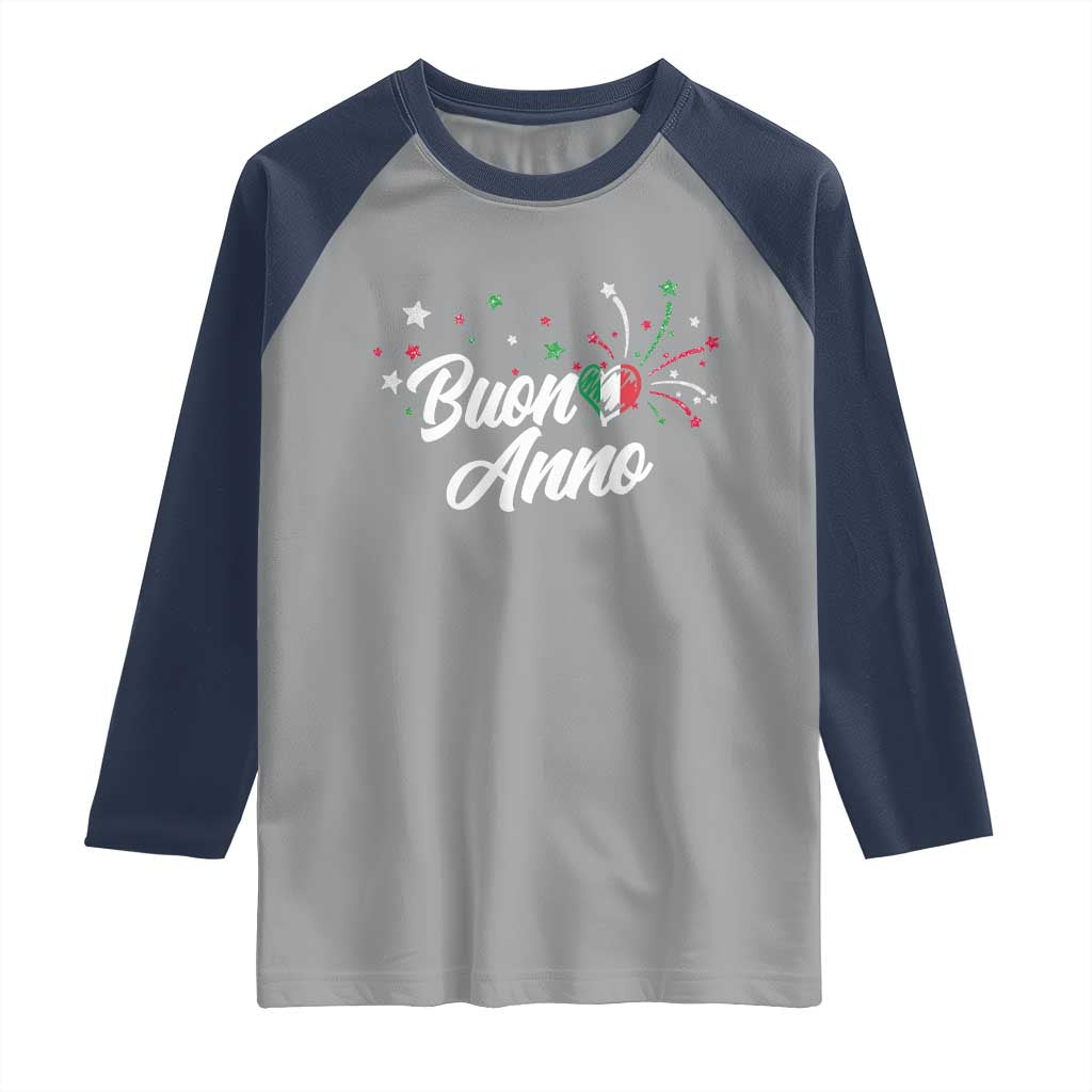 Funny Buon Anno Itlalian New Year Raglan Shirt Italy Heart TS11 Sport Gray Navy Print Your Wear