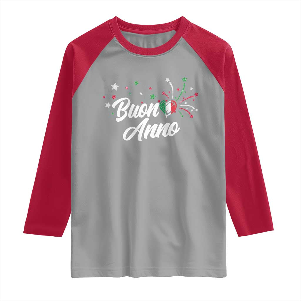 Funny Buon Anno Itlalian New Year Raglan Shirt Italy Heart TS11 Sport Gray Red Print Your Wear