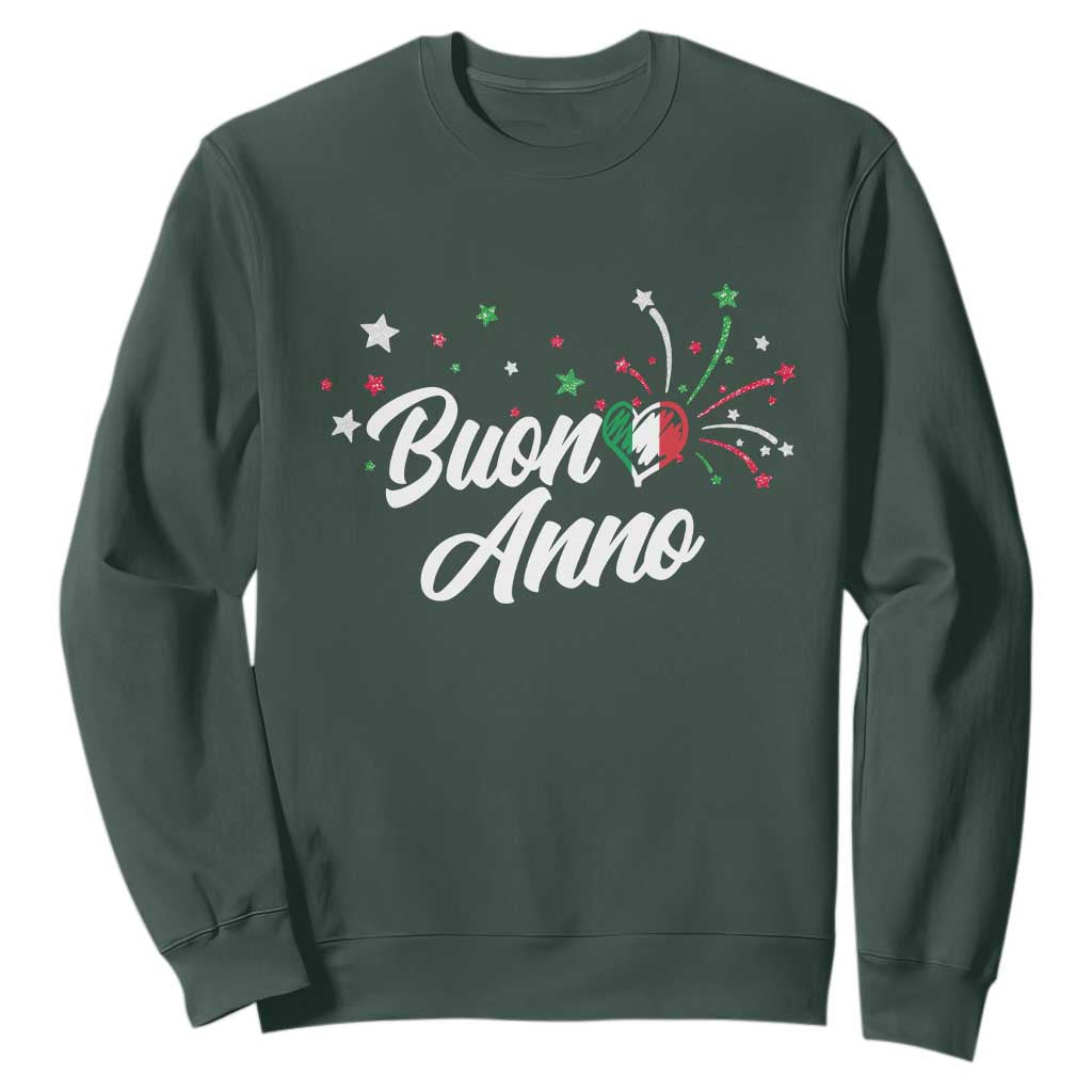 Funny Buon Anno Itlalian New Year Sweatshirt Italy Heart TS11 Dark Forest Green Print Your Wear