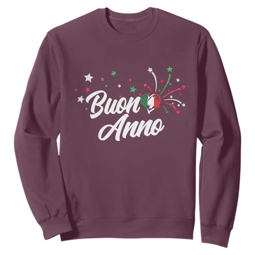 Funny Buon Anno Itlalian New Year Sweatshirt Italy Heart TS11 Maroon Print Your Wear