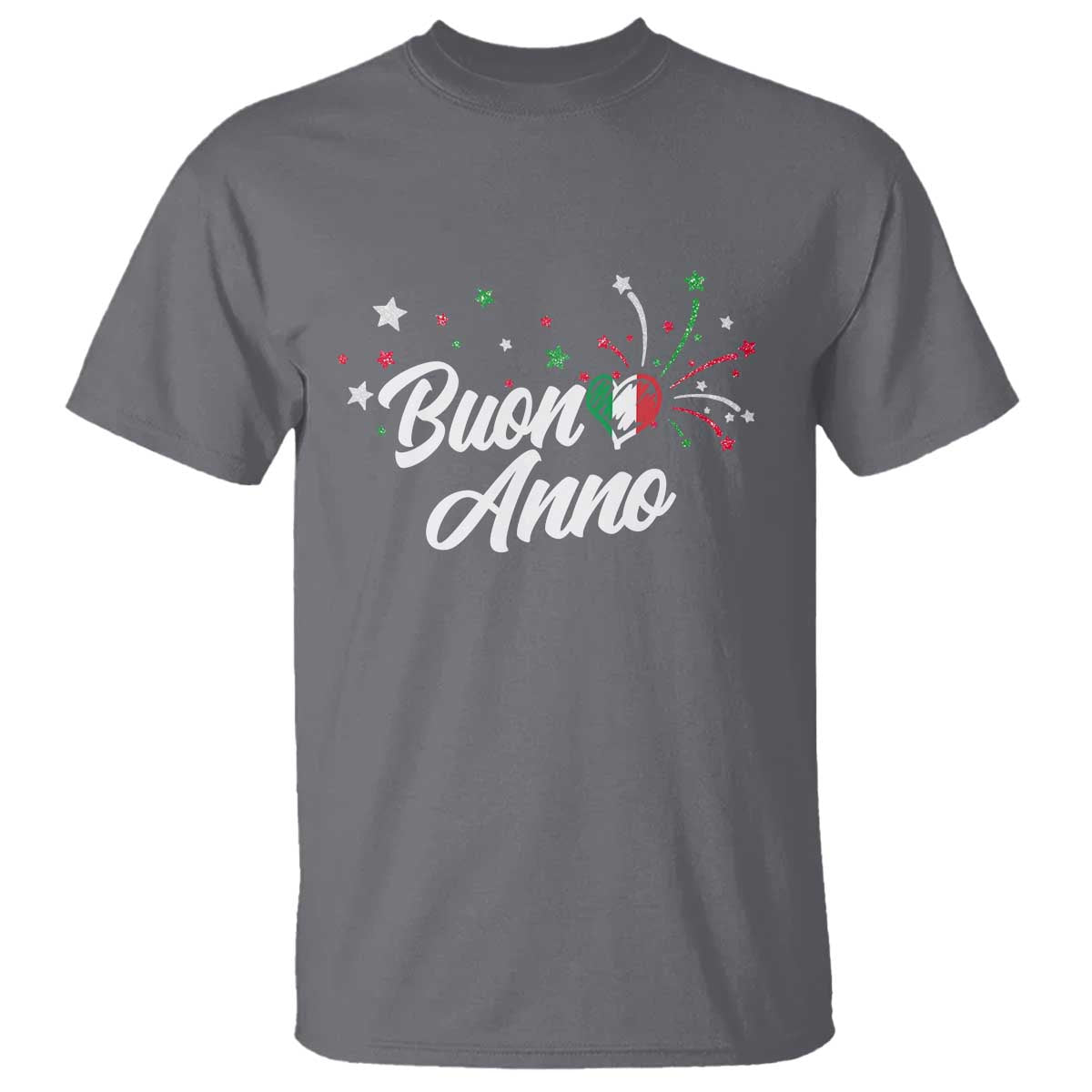 Funny Buon Anno Itlalian New Year T Shirt Italy Heart TS11 Charcoal Print Your Wear