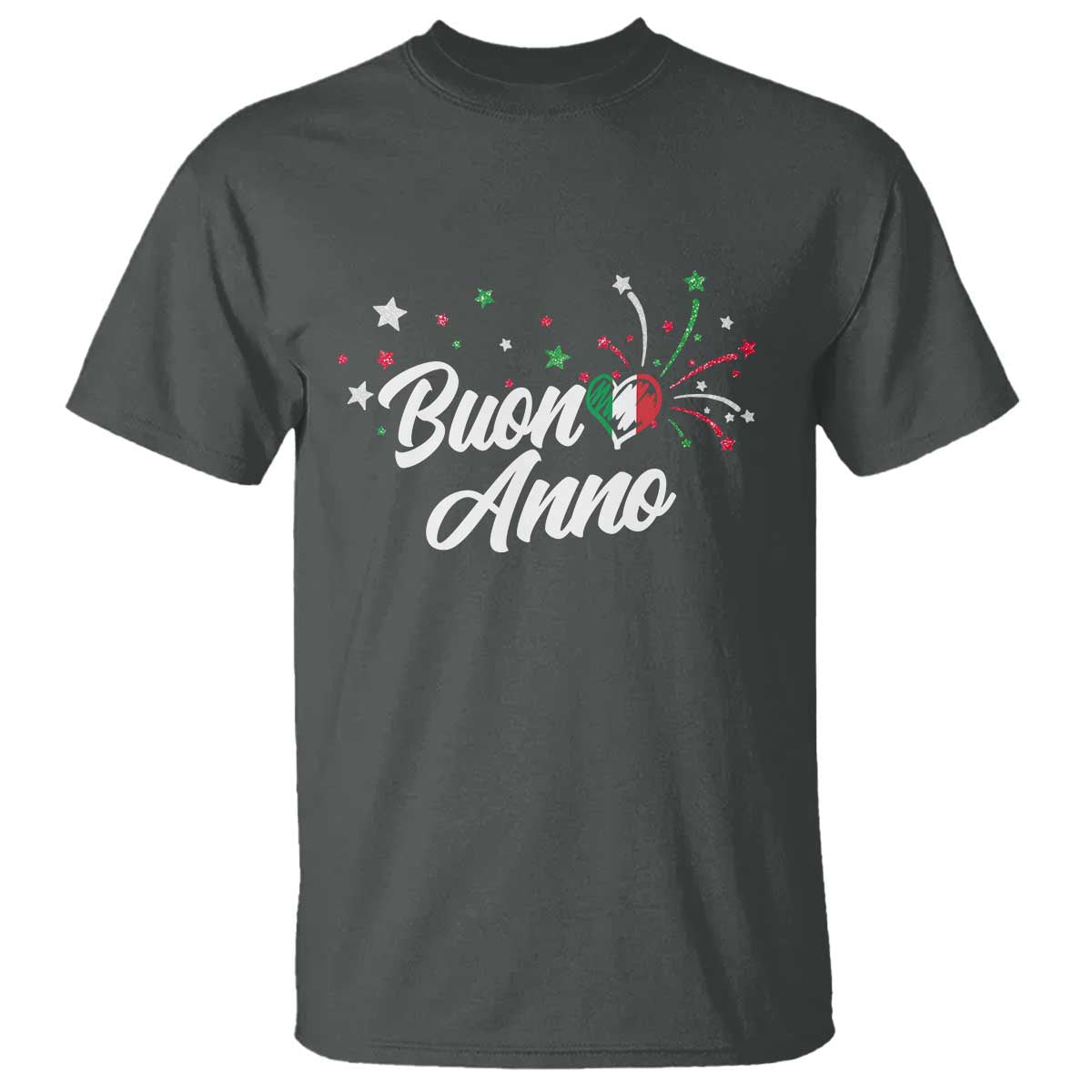 Funny Buon Anno Itlalian New Year T Shirt Italy Heart TS11 Dark Heather Print Your Wear