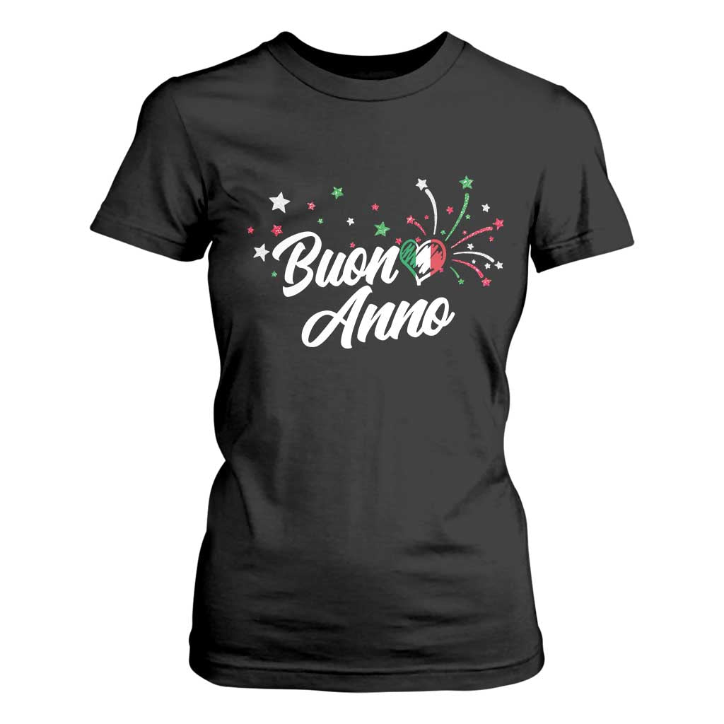 Funny Buon Anno Itlalian New Year T Shirt For Women Italy Heart TS11 Black Print Your Wear