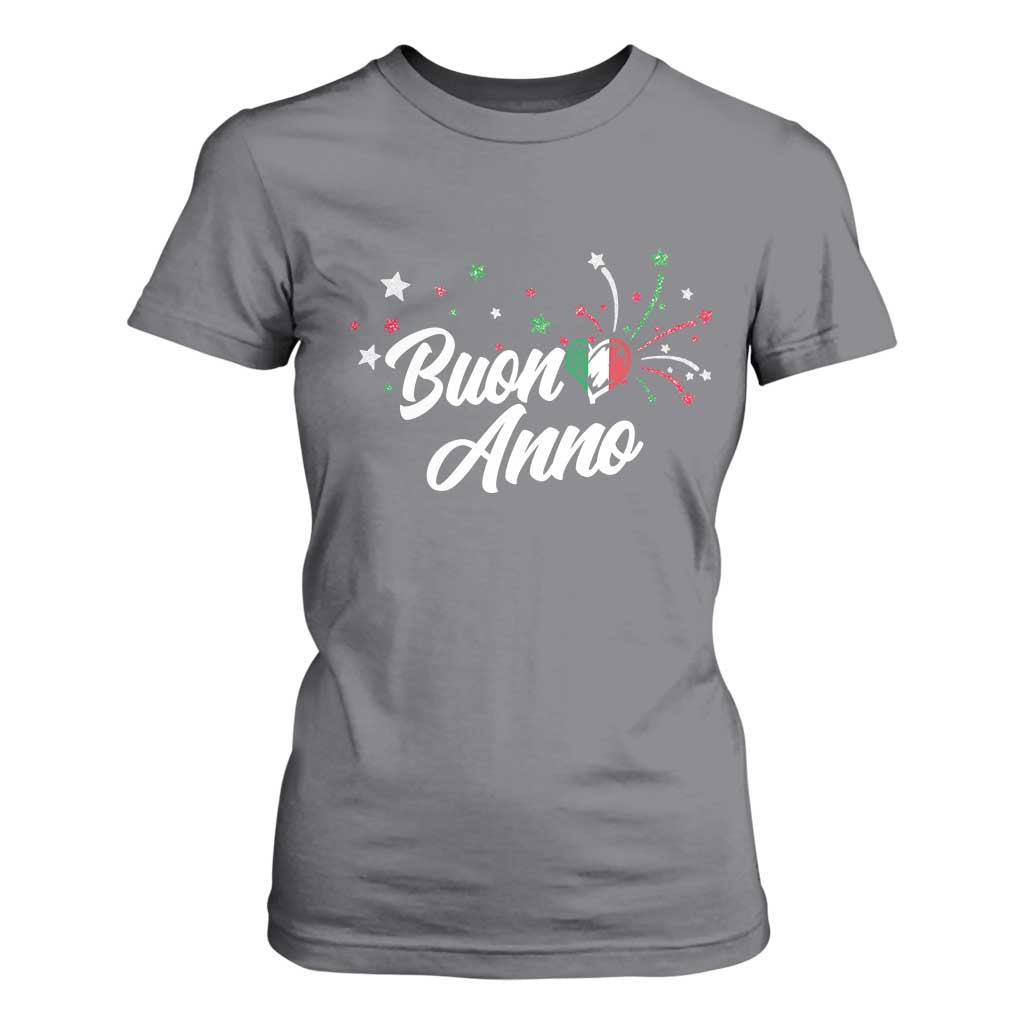Funny Buon Anno Itlalian New Year T Shirt For Women Italy Heart TS11 Charcoal Print Your Wear