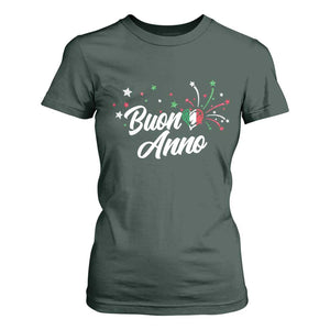 Funny Buon Anno Itlalian New Year T Shirt For Women Italy Heart TS11 Dark Forest Green Print Your Wear