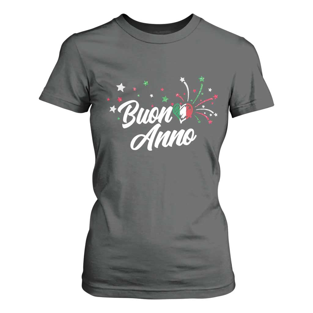 Funny Buon Anno Itlalian New Year T Shirt For Women Italy Heart TS11 Dark Heather Print Your Wear