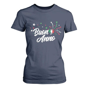 Funny Buon Anno Itlalian New Year T Shirt For Women Italy Heart TS11 Navy Print Your Wear