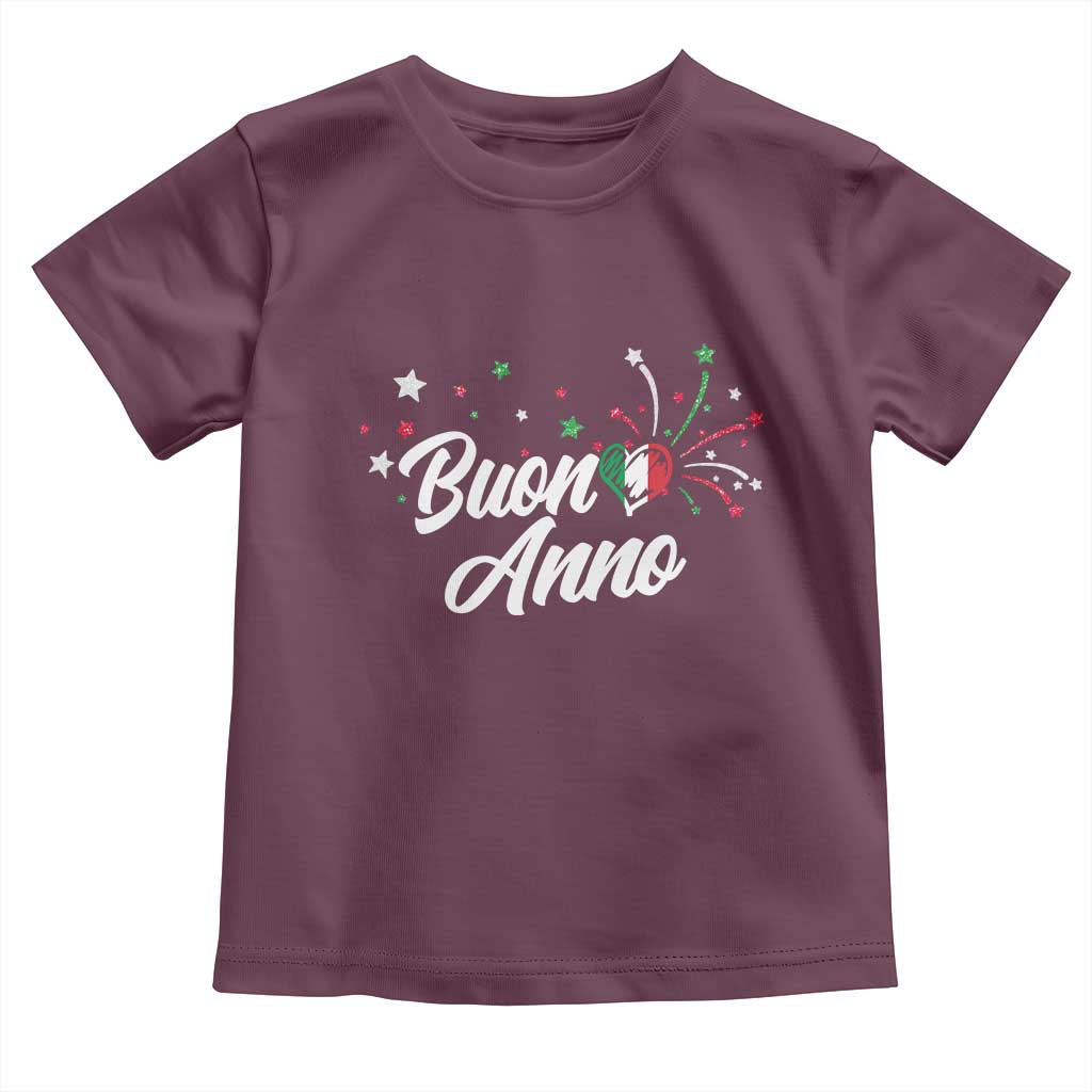 Funny Buon Anno Itlalian New Year Toddler T Shirt Italy Heart TS11 Maroon Print Your Wear