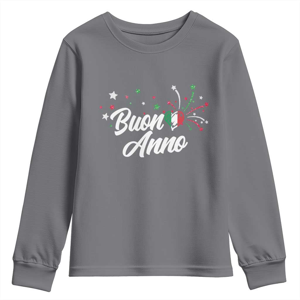 Funny Buon Anno Itlalian New Year Youth Sweatshirt Italy Heart TS11 Charcoal Print Your Wear