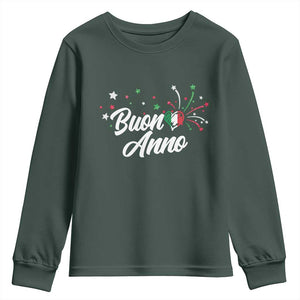 Funny Buon Anno Itlalian New Year Youth Sweatshirt Italy Heart TS11 Dark Forest Green Print Your Wear