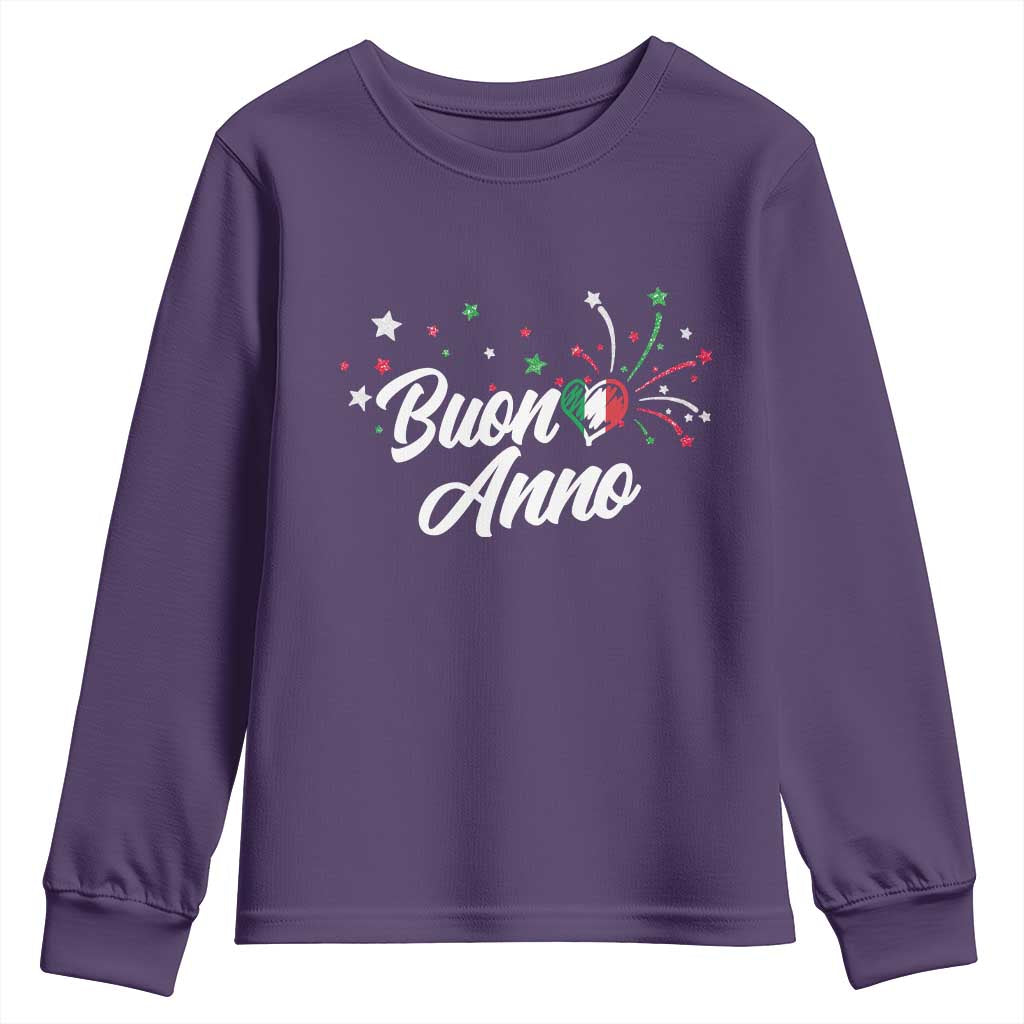 Funny Buon Anno Itlalian New Year Youth Sweatshirt Italy Heart TS11 Purple Print Your Wear