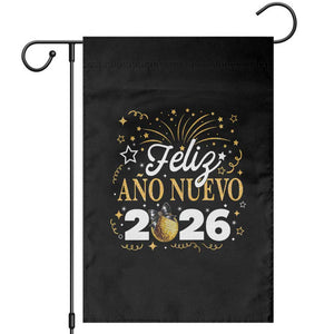 Spanish New Year 2026 Garden Flag Feliz Ano Nuevo NYE Party Faux Glitter Effect Printed TS11 Black Print Your Wear