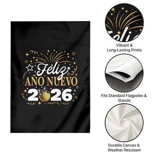 Spanish New Year 2026 Garden Flag Feliz Ano Nuevo NYE Party Faux Glitter Effect Printed TS11 Print Your Wear