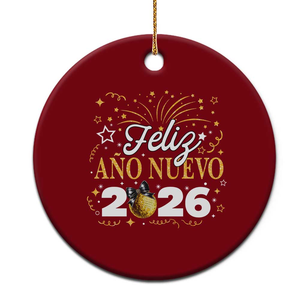 Spanish New Year 2026 Ceramic Ornament Feliz Ano Nuevo NYE Party Faux Glitter Effect Printed TS11 1pc Red Print Your Wear